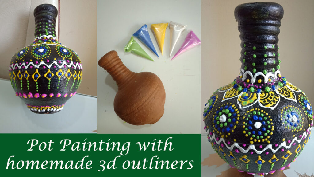 Amazing Pot painting with homemade 3d outliners
