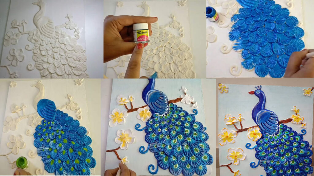 Peacock painting on mdf board