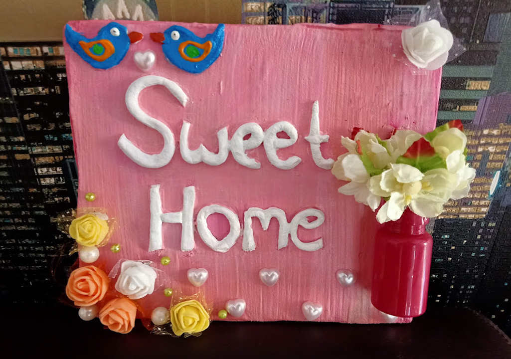 Welcome board craft for main door.
Entrance decoration ideas
Home sweet home craft