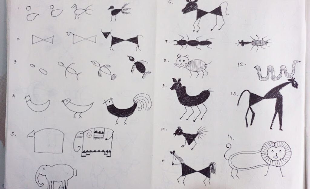 animal shapes in warli art